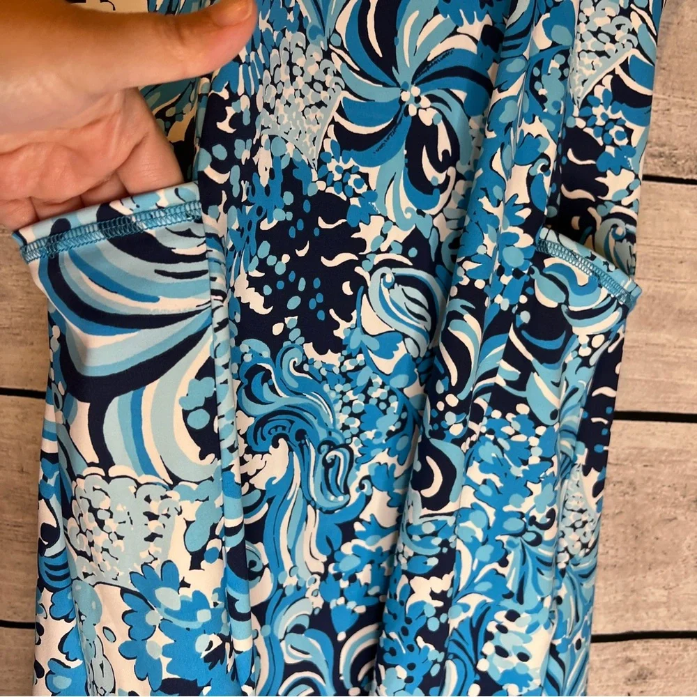 Lilly Pulitzer Luxletic Noelani Mermaizing White Blue UPF 50 Stretch Dress XS - Picture 6 of 8